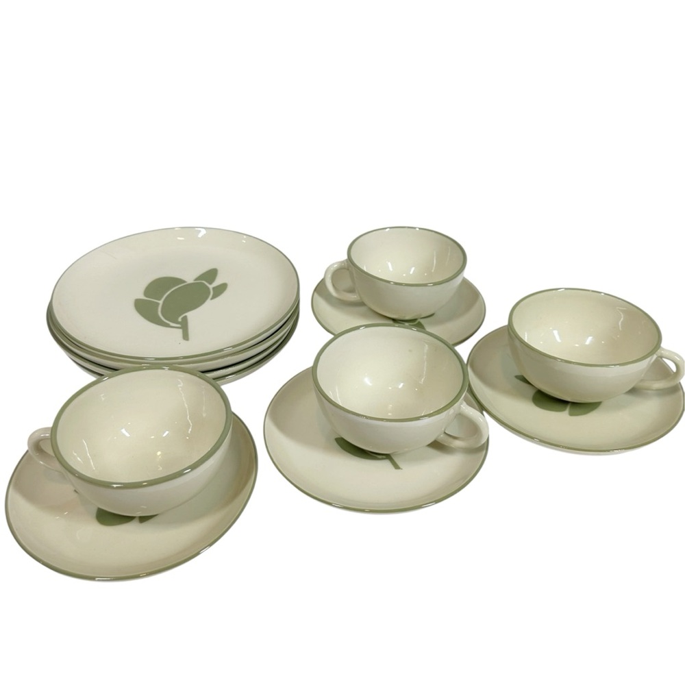WINFIELD WARE Santa Monica CA Avacodo Print Cup/Saucer/Dessert Plate Set 12 pc.